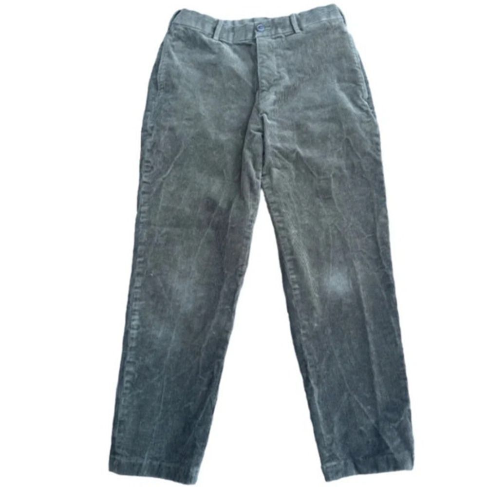 Uniqlo Green Corduroy Pants Size 2 Straight Leg Drawstring Academia Casual